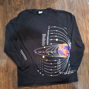 Urban Outfitters Black Space Graphic Long Sleeve Tee